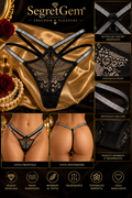SegretGem® – Sexy Black Lace Thong with Silver Straps