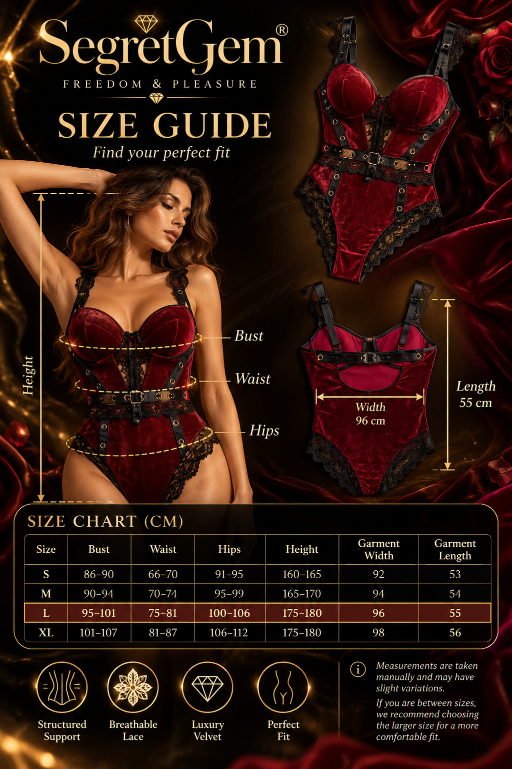 SegretGem® – Sexy Velvet Bodysuit | Size L