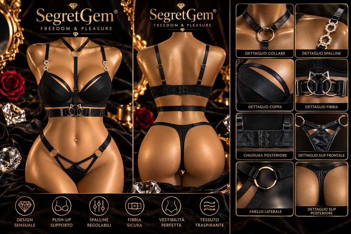 Sexy Black Strappy Lingerie Set – Size M