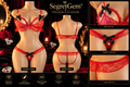 SegretGem® – Scarlet Passion | Red Lace Lingerie Set with Black Satin Bows