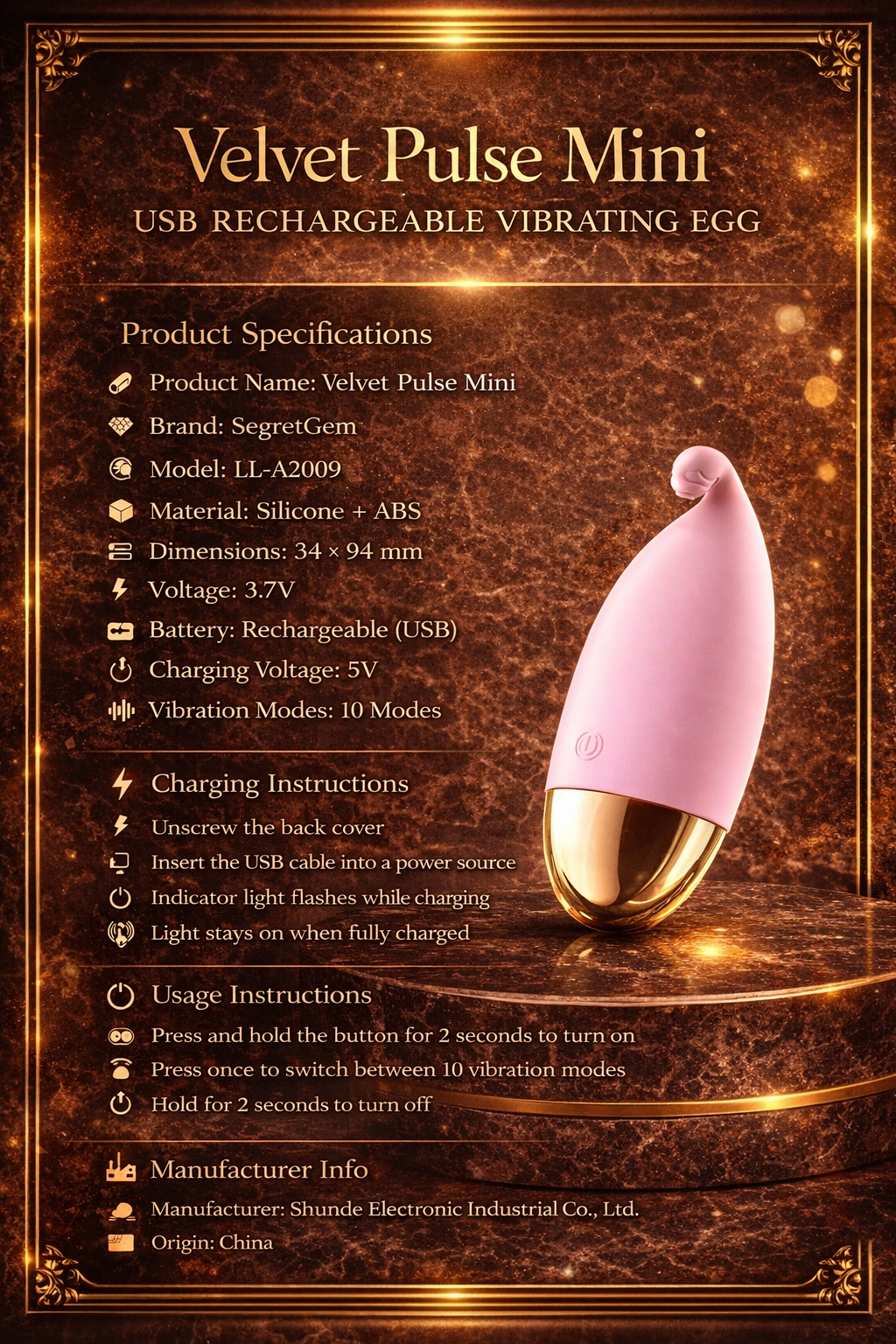 Velvet Pulse Mini – USB Rechargeable Vibrating Egg 💎